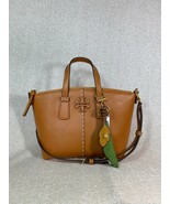 NEW Tory Burch Squash Smooth Leather Mini McGraw Satchel + Pea Pod Key Ring $526 - $526.00