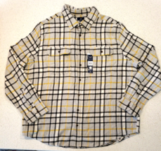 George Plaid Flannel Shirt Mens 3XL Gray Long Sleeve Super Soft Button Down - £15.39 GBP