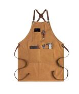 CONTAIL Heavy Duty Cotton Canvas Chef Apron Brown Adjustable Cross Back - €3,32 EUR