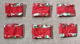 Vtg Quilted Fabric Strawberry Polka Dots Napkin Ring Holders Rockabilly Retro - £9.38 GBP