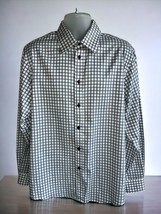 Jhane Barnes Black White Plaid Slim Fit Long Sleeve Button Down Shirt Large - £29.96 GBP