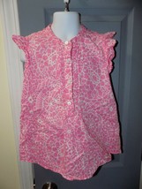 OshKosh Pink/White Floral Cap Sleeve Shirt Top Size 7 Girl&#39;s EUC - £11.62 GBP