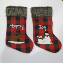 NEW Set of two Farmhouse Christmas Stocking Buffalo Plaid Check - $10.99