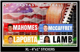 Fantasy Football Draft Board Kit 2024-25 XL 4&quot;x1&quot; Stickers w/ Top ESPN R... - $20.00