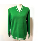 Vintage Wool Sweater Kelly Green Size Medium Thin Heavy Knit Warmth Wint... - $54.27