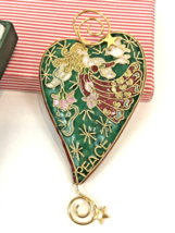 Clossione Christmas Ornament Enamel Metal Heart Angel Dove Peace 4.5&quot; NYCO - £20.78 GBP