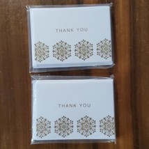 Mandala 20 Thank You Greeting Card Hallmark Blank Inside White Gold Holiday Xmas - £6.05 GBP