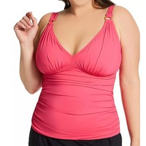 Bleu Rod Beattie Shirred Ring Tankini Top Plus Size 22W Rose Pink New Sl... - £38.25 GBP