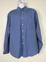 Puritan Wrinkle Resist Men Size XL Blue Check Button Up Shirt Long Sleeve - £6.21 GBP