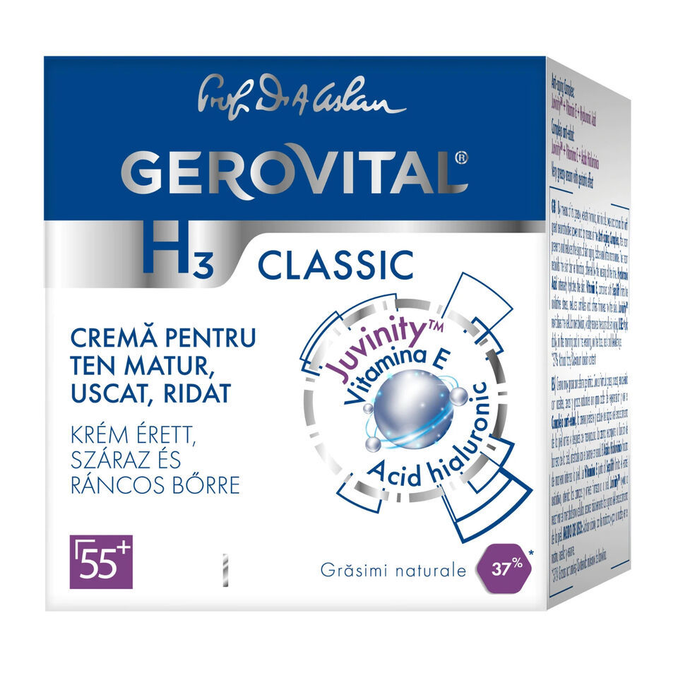 Gerovital H3 Classic Cream for mature, dry, wrinkled skin  55+  50 ml