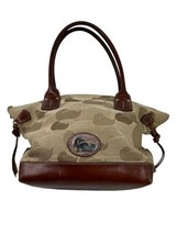 Dooney &amp; Bourke Leather &amp; Canvas Hand Bag Purse GUC Duck Design Brown Zi... - £62.29 GBP