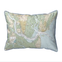Betsy Drake St Simons Sound, GA Nautical Map Large Corded Indoor Outdoor Pillow - £43.05 GBP