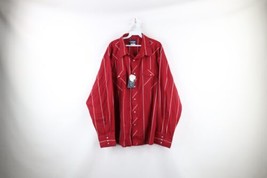 Vintage 90s Wrangler Mens Size 3XB Striped Western Rodeo Snap Button Shirt Red - £34.99 GBP