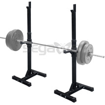 Pair Of Adjustable Squat Stands Solid Steel Barbell Dumbbell Power Rack ... - £91.91 GBP