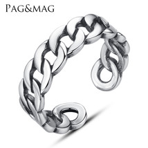 Personalized S925 Thai Silver Ring Finger Chain Twist Opening Matching Silver Ri - £14.03 GBP