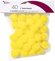 Pom-Poms 1&quot; 40/Pkg-Yellow - £16.25 GBP