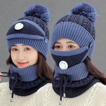 Fleece Lined Womens  Knit Hat, Winter Scarf Mask Set,Girls Warm Hat Earmuffs Cap - £67.37 GBP
