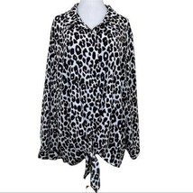 Susan Graver Stretch Leopard Print Tie Front Blouse Sz 28W - £16.35 GBP