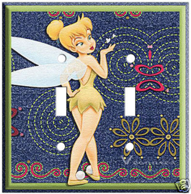 DISNEY PITER PEN FAIRY TINKERBELL DOUBLE LIGHT SWITCHPLATE GIRL ROOM DENIMDECOR