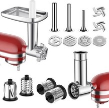 Meat Grinder &amp; Grater Set for KitchenAid Mixer, Sausage Tubes, 4 Blades - $442.69 MXN