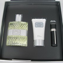 EAU SAUVAGE by Dior 3 Pcs Set: 3.4 oz EDT Spray, 10 ml Refillable Spray &amp; Gel - £116.65 GBP