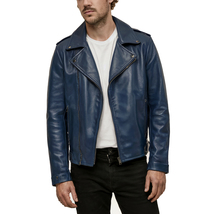 Ocean Rider Brando Style Royal Blue  Genuine Leather Jacket - $4,808.13 MXN