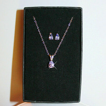Pear Tanzanite Pendant Necklace Matched Stud Earrings 14k White Gold over 925 SS - £51.63 GBP