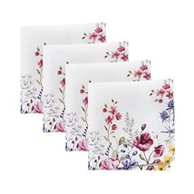 Elrene Home Fashions Poppy Wildflower Botanical Border Fabric Tablecloth, Rectan - $27.99