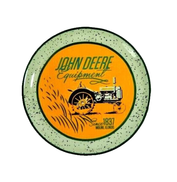 John Deere Equipment Tractor Salad Lunch Plate 8-in Green Yellow Stoneware NEW