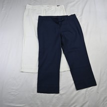 Lot 2 NEW LOFT 14 Navy Blue White Catalina Capris Stretch Womens Pants - $32.49