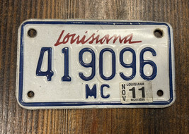 Louisiana Motorcycle License Plate  # 419096 With Nov 2011 Sticker FREE ... - £14.06 GBP