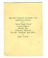1904 Invitation to HARD TIMES Party Bea and Lon Goodrich - £19.50 GBP
