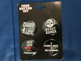 Four Gamer Buttons *New on Card* d1 - £4.71 GBP