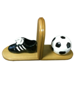 Vintage Nursery Wood Bookends Sporty Theme Soccer Child Decor Football &amp;... - £36.59 GBP