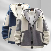 Korean Men&#39;S Winter Jackets Zipper Cardigan Coat Fleece Thick Warm Padded Jumper - £29.47 GBP+