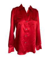 NEW Talbots NWT  Blouse 100% Silk Deep Red Military  petite 6 - $922.02 MXN