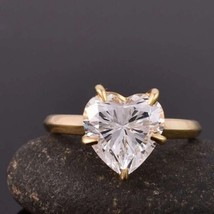 2.20Ct Heart Cut Lab-Created Diamond Women Solitaire Ring 14k Yellow Gold Plated - £110.33 GBP