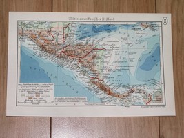 1938 Vintage Map Central America Guatemala Honduras Nicaragua Costa Rica Panama - £15.42 GBP