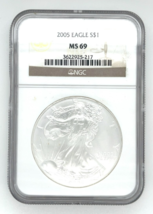 2005 1 Oz .999 American Silver Eagle S$1 NGC MS69 - $59.39