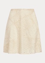 Lauren Ralph Lauren Womens Patchwork Lace Skirt, Size 12 Winter Cream - £72.29 GBP