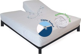 Zippered 32&quot; Split Top King Mattress Protector for Adjustable Bed 100% - £72.73 GBP