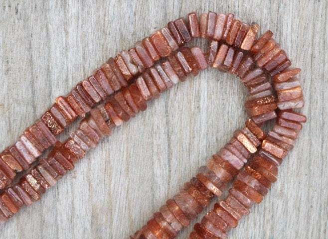 Primary image for 8 inches of smooth sunstone heishi square gemstone beads, 5 MM -- 7 MM , natural