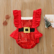 NEW Christmas Santa Baby Girls Red Sequin Ruffle Romper Jumpsuit - £4.12 GBP