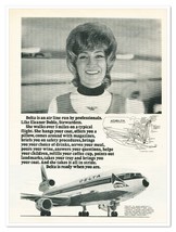 Print Ad Delta Airline Stewardess Eleanor Doble Vintage 1972 Advertisement - £7.73 GBP