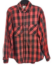 Vtg Sears Kings Road Button Up Shirt Wool Flannel Buffalo Plaid Mens Size XL 70s - £18.81 GBP