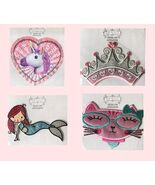 Sew-Ology Iron-on Applique Unicorn, Mermaid, Princess Crown, Pink Cat - €3,43 EUR