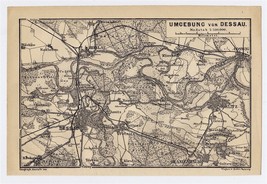 1897 Antique Map Of Vicinity Of Dessau / SAXONY-ANHALT / Germany - £13.62 GBP