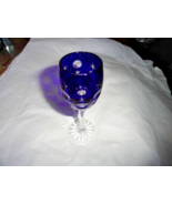 Faberge Na Zdorvye Cobalt Blue cut to clear crystal CORDIAL LIQUEUR glas... - £196.65 GBP