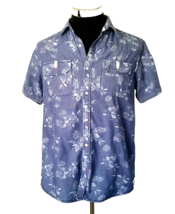 Paper Denim &amp; Cloth Shirt Men&#39;s Size Medium Island Casual Blue Hawaiian Tropical - £15.58 GBP
