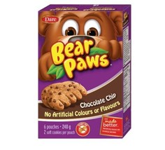 6 boxes of Dare Bear Paws Chocolate Chip Cookies 240g / 8.4 oz From Canada - £30.16 GBP